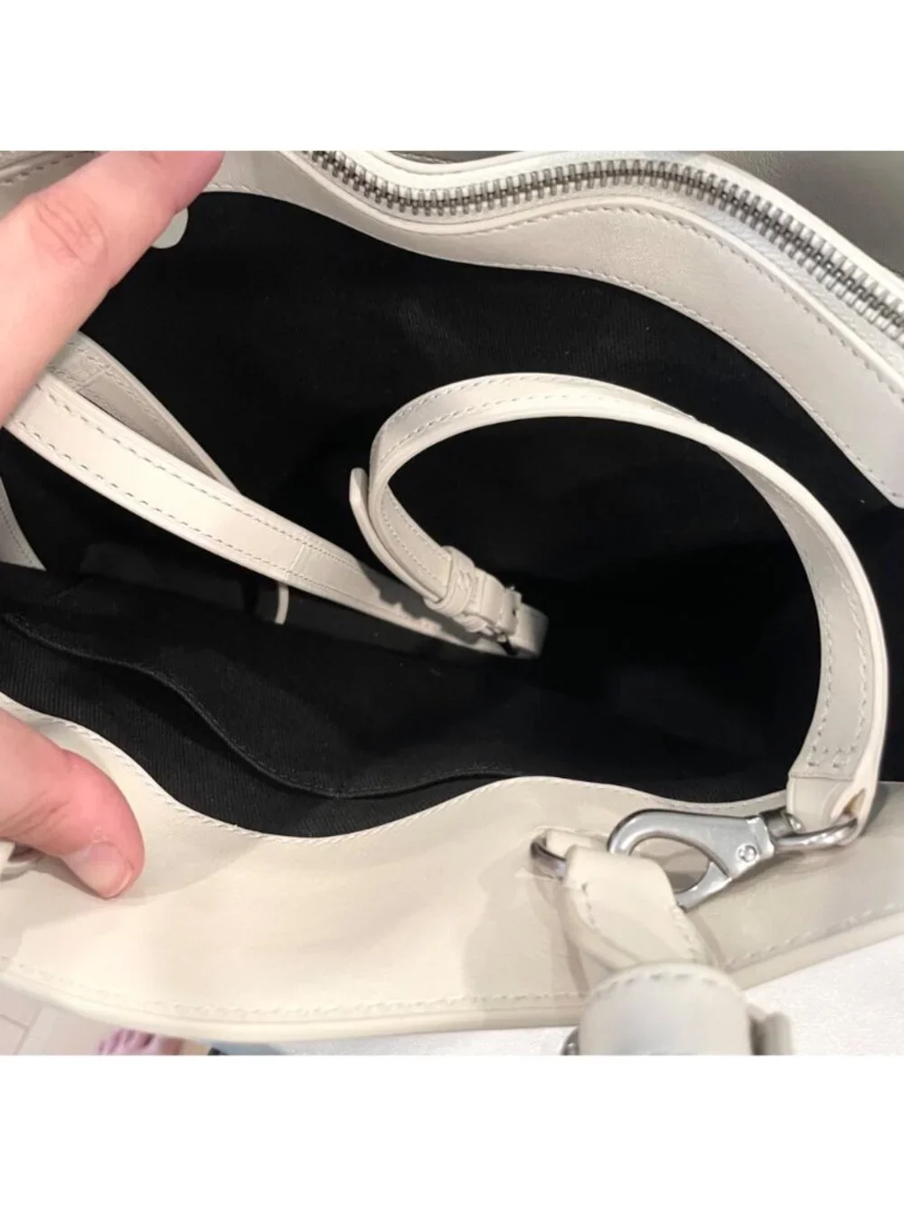 Polo Ralph Lauren X4104 White Black Leather Tote Bag Shoulder Bag Colorblock